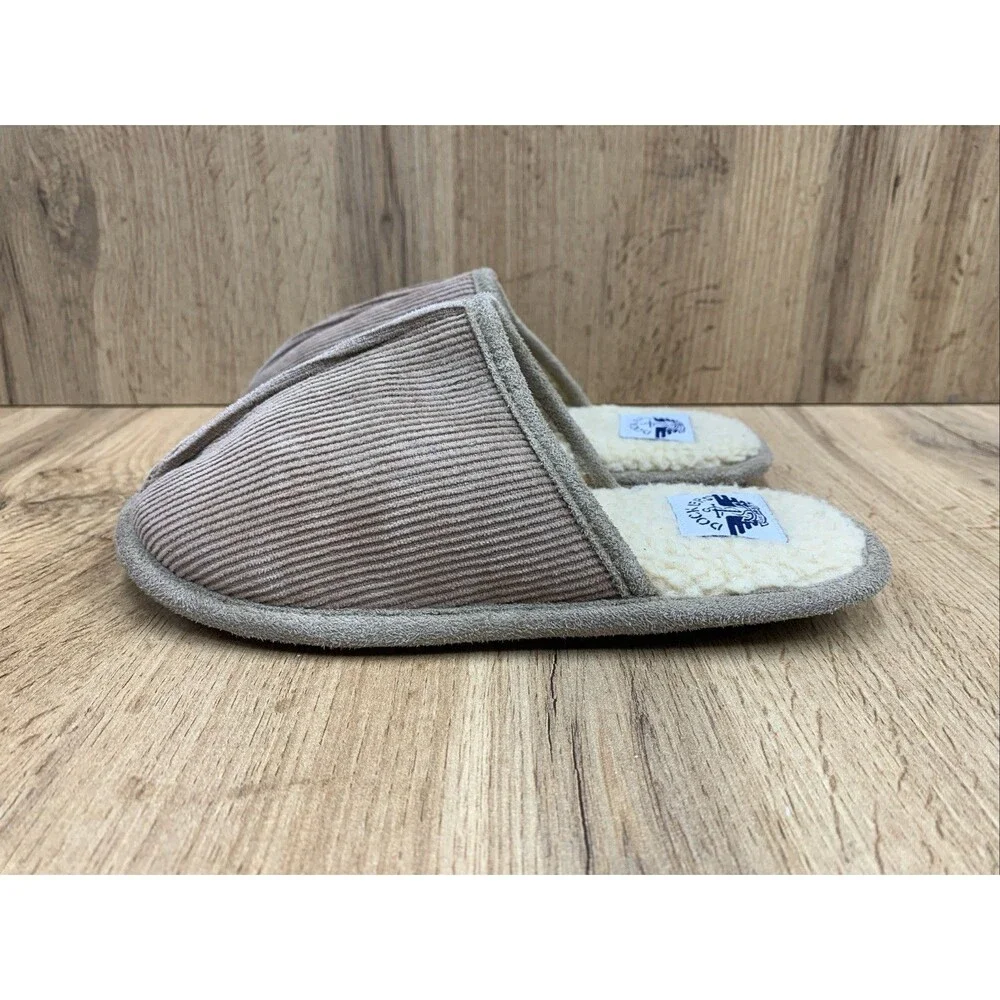 Dockers Boys Brown Split Toe Slippers Fur Footbed Slide On Size 13 M